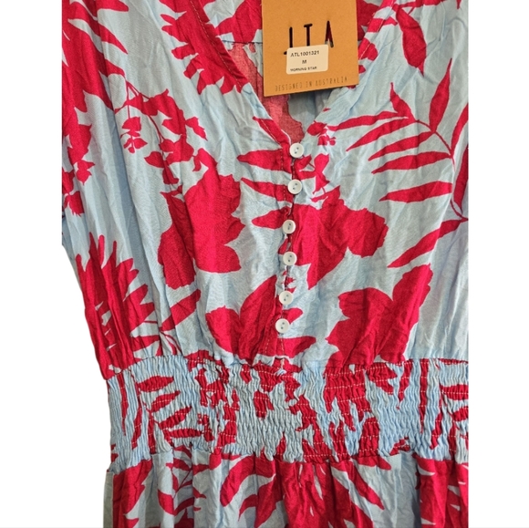NWT Abel The Label Morning Star Hawaiian Floral Dress High Low Flutter Medium - Picture 3 of 9